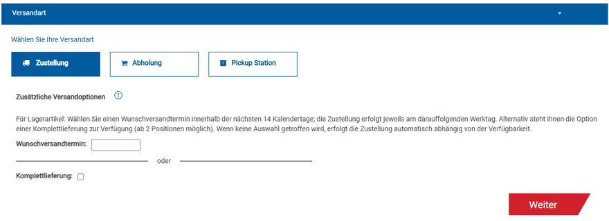 Screenshot Checkout-Bereich