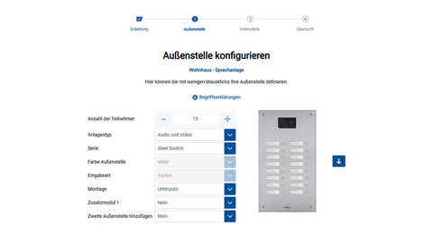Sprechanlagen Konfiguration Außenstellen Option