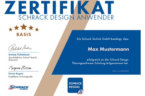 Schrack Design Zertifikat